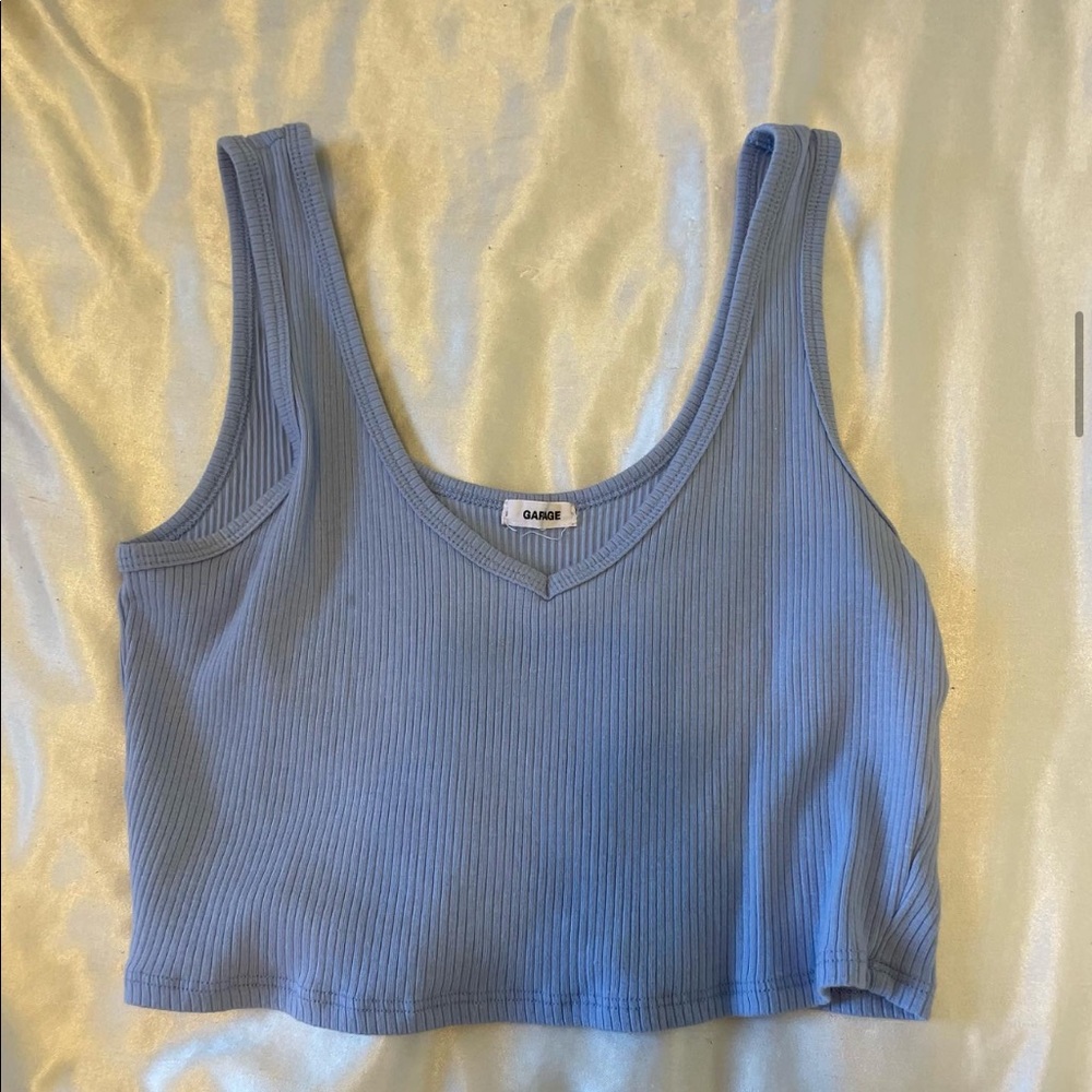 light blue garage tank top